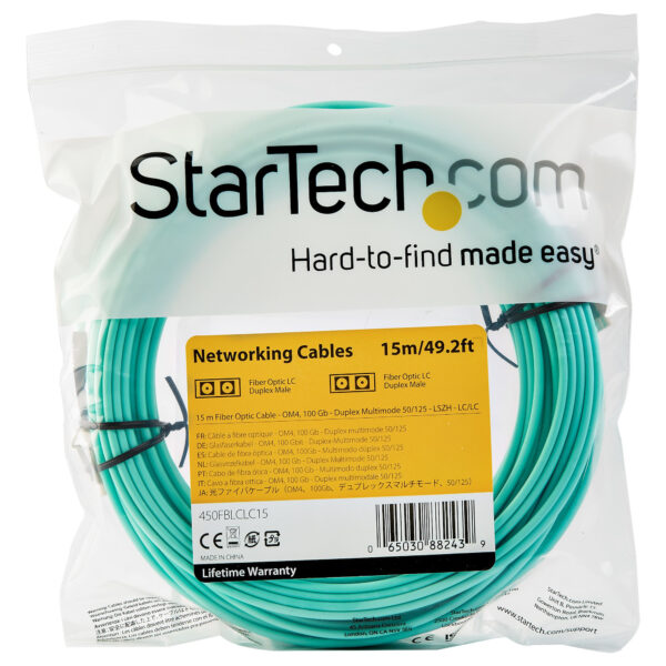 StarTech.com 15m (50ft) LC/UPC to LC/UPC OM4 Multimode Fiber Optic StarTech.com 15m (50ft) LC/UPC to LC/UPC OM4 Multimode Fiber Optic