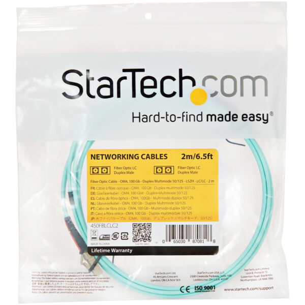 StarTech.com 2m (6ft) LC/UPC to LC/UPC OM4 Multimode Fiber Optic StarTech.com 2m (6ft) LC/UPC to LC/UPC OM4 Multimode Fiber Optic