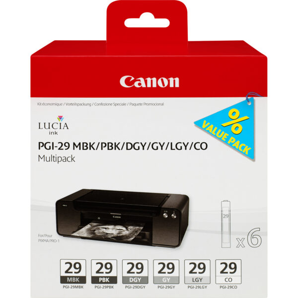 Canon PGI-29 MBK/PBK/DGY/GY/LGY/CO 6 Ink Cartridge Multipack Canon PGI-29 MBK/PBK/DGY/GY/LGY/CO 6 Ink Cartridge Multipack