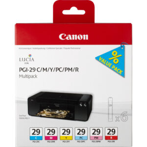 Canon PGI-29 C/M/Y/PC/PM/R 6 Ink Cartridge Multipack Canon PGI-29 C/M/Y/PC/PM/R 6 Ink Cartridge Multipack