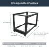 StarTech.com 4-Post 12U Mobile Open Frame Server Rack, Four Post 19"