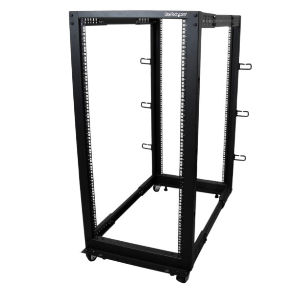 StarTech.com 4-Post 25U Mobile Open Frame Server Rack, Four Post 19in