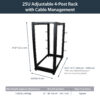 StarTech.com 4-Post 25U Mobile Open Frame Server Rack, Four Post 19in