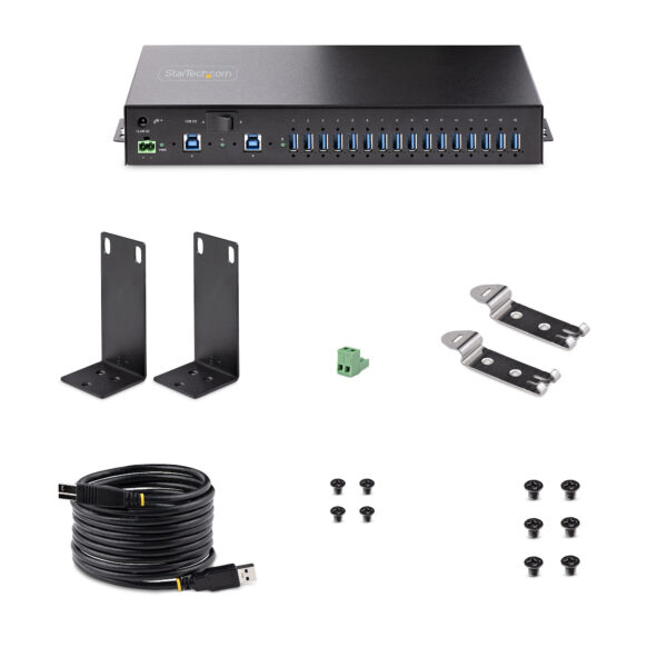 StarTech.com 16-Port Industrial USB 3.0 Hub 5Gbps, Metal, StarTech.com 16-Port Industrial USB 3.0 Hub 5Gbps, Metal,