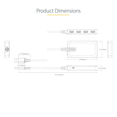 StarTech.com 4-Port USB Hub - USB 3.0 5Gbps, Bus Powered, USB-A to 4x