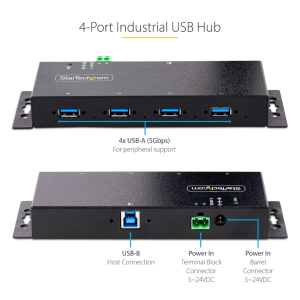StarTech.com 4-Port Industrial USB 3.0 5Gbps Hub, Rugged USB Hub with StarTech.com 4-Port Industrial USB 3.0 5Gbps Hub, Rugged USB Hub with