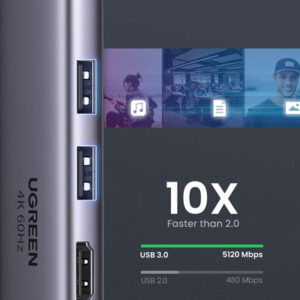 Ugreen 6-in-1 USB-C Hub USB Type-C Silver Ugreen 6-in-1 USB-C Hub USB Type-C Silver