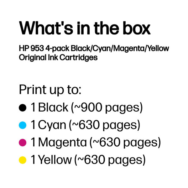 HP 953 4-pack Black/Cyan/Magenta/Yellow Original Ink Cartridges HP 953 4-pack Black/Cyan/Magenta/Yellow Original Ink Cartridges