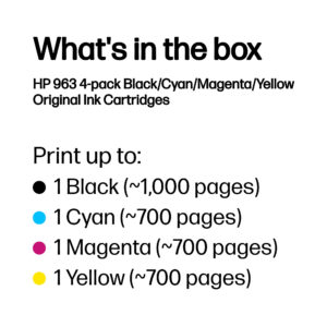 HP 963 4-pack Black/Cyan/Magenta/Yellow Original Ink Cartridges HP 963 4-pack Black/Cyan/Magenta/Yellow Original Ink Cartridges