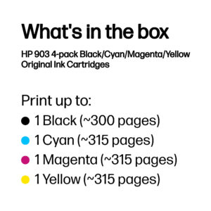 HP 903 4-pack Black/Cyan/Magenta/Yellow Original Ink Cartridges HP 903 4-pack Black/Cyan/Magenta/Yellow Original Ink Cartridges