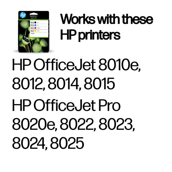 HP 912 4-pack Black/Cyan/Magenta/Yellow Original Ink Cartridges HP 912 4-pack Black/Cyan/Magenta/Yellow Original Ink Cartridges