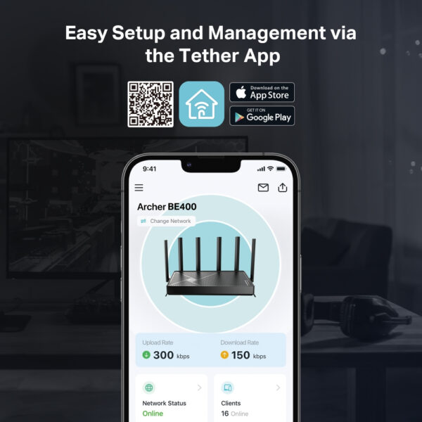 TP-Link Archer BE400 wireless router 2.5 Gigabit Ethernet Dual-band TP-Link Archer BE400 wireless router 2.5 Gigabit Ethernet Dual-band