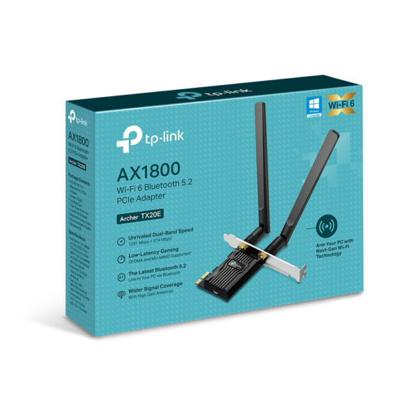 TP-Link AX1800 Wi-Fi 6 Bluetooth 5.2 PCIe Adapter TP-Link AX1800 Wi-Fi 6 Bluetooth 5.2 PCIe Adapter