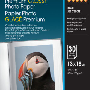 Epson Premium Glossy Photo Paper - 13x18cm - 30 Sheets White