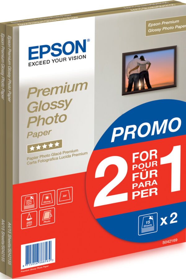 Epson Premium Glossy Photo Paper - A4 - 2x 15 Sheets Epson Premium Glossy Photo Paper - A4 - 2x 15 Sheets