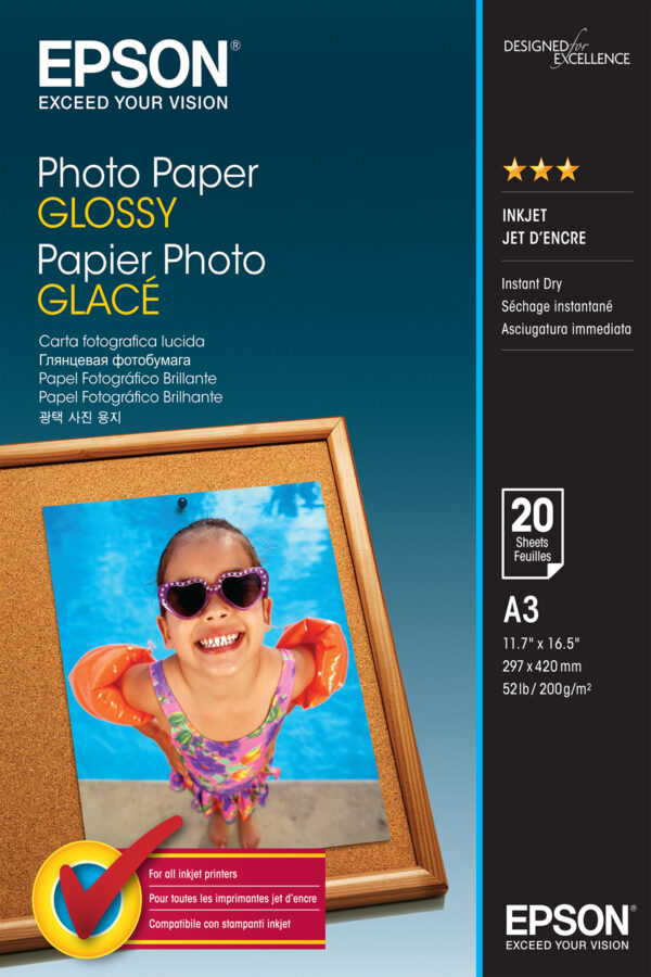 Epson Photo Paper Glossy - A3 - 20 sheets Epson Photo Paper Glossy - A3 - 20 sheets