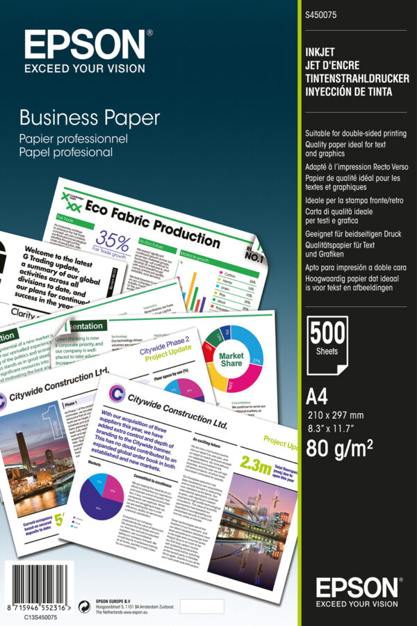 Epson Business Paper - A4 - 500 Sheets Epson Business Paper - A4 - 500 Sheets