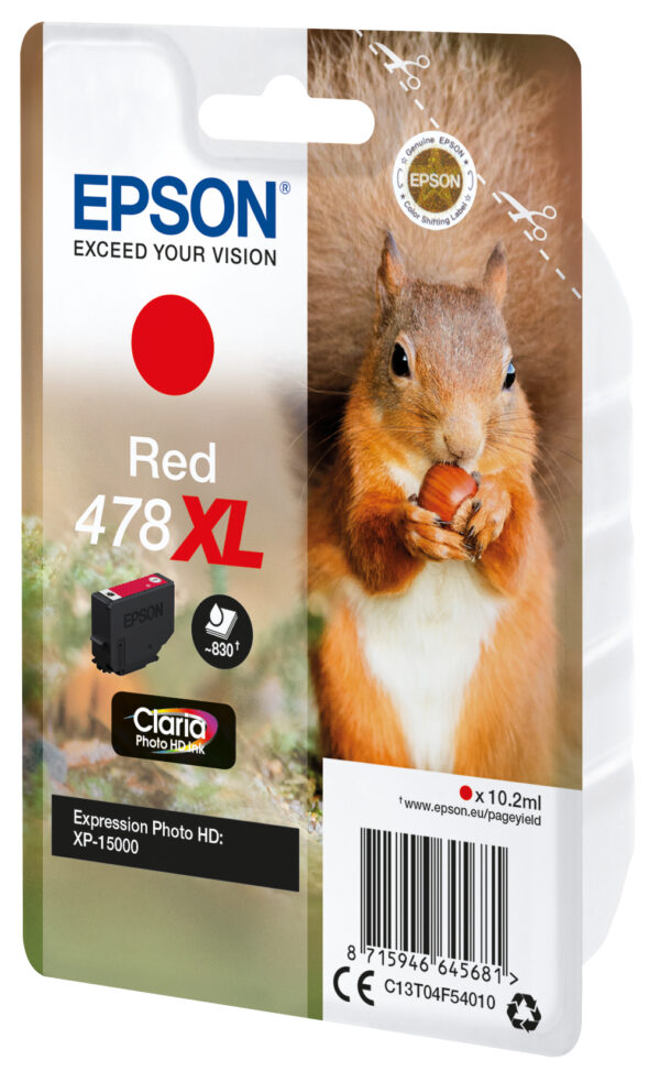 Epson Squirrel Singlepack Red 478XL Claria Photo HD Ink Epson Squirrel Singlepack Red 478XL Claria Photo HD Ink