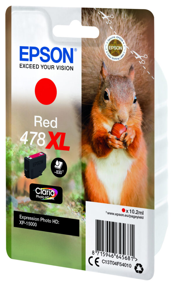 Epson Squirrel Singlepack Red 478XL Claria Photo HD Ink Epson Squirrel Singlepack Red 478XL Claria Photo HD Ink