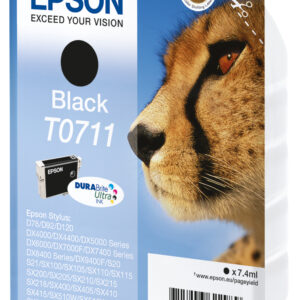 Epson Cheetah Singlepack Black T0711 DURABrite Ultra Ink Epson Cheetah Singlepack Black T0711 DURABrite Ultra Ink