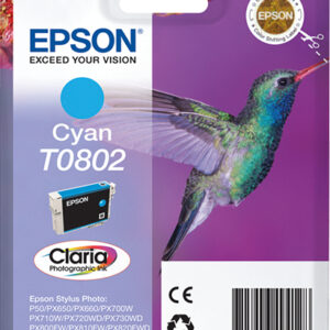Epson Hummingbird Singlepack Cyan T0802 Claria Photographic Ink Epson Hummingbird Singlepack Cyan T0802 Claria Photographic Ink