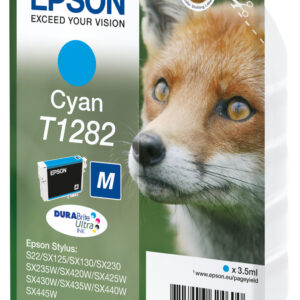 Epson Fox Singlepack Cyan T1282 DURABrite Ultra Ink Epson Fox Singlepack Cyan T1282 DURABrite Ultra Ink