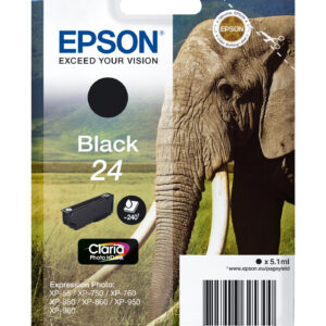 Epson Elephant Singlepack Black 24 Claria Photo HD Ink Epson Elephant Singlepack Black 24 Claria Photo HD Ink