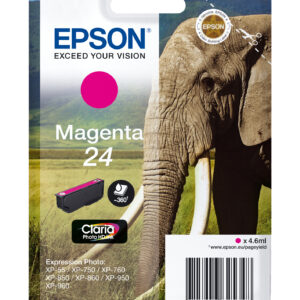 Epson Elephant Singlepack Magenta 24 Claria Photo HD Ink Epson Elephant Singlepack Magenta 24 Claria Photo HD Ink