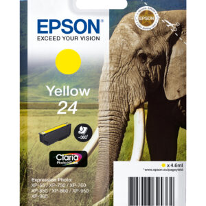 Epson Elephant Singlepack Yellow 24 Claria Photo HD Ink Epson Elephant Singlepack Yellow 24 Claria Photo HD Ink