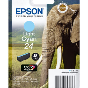 Epson Elephant Singlepack Light Cyan 24 Claria Photo HD Ink Epson Elephant Singlepack Light Cyan 24 Claria Photo HD Ink