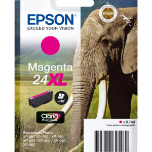 Epson Elephant Singlepack Magenta 24XL Claria Photo HD Ink Epson Elephant Singlepack Magenta 24XL Claria Photo HD Ink
