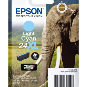 Epson Elephant Singlepack Light Cyan 24XL Claria Photo HD Ink Epson Elephant Singlepack Light Cyan 24XL Claria Photo HD Ink