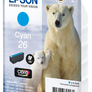 Epson Polar bear Singlepack Cyan 26 Claria Premium Ink