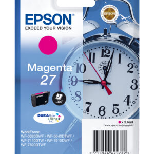 Epson Alarm clock Singlepack Magenta 27 DURABrite Ultra Ink Epson Alarm clock Singlepack Magenta 27 DURABrite Ultra Ink