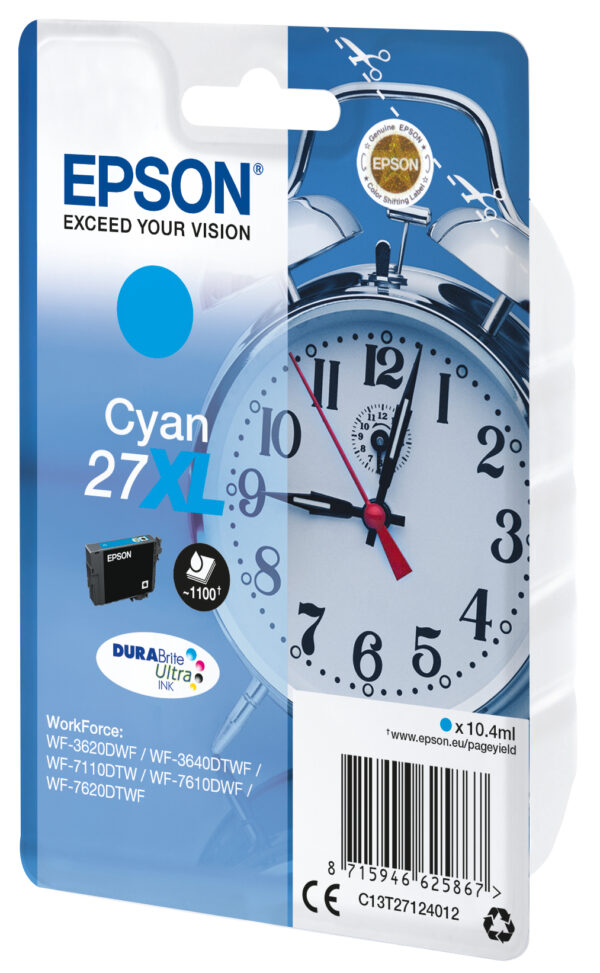 Epson Alarm clock Singlepack Cyan 27XL DURABrite Ultra Ink Epson Alarm clock Singlepack Cyan 27XL DURABrite Ultra Ink