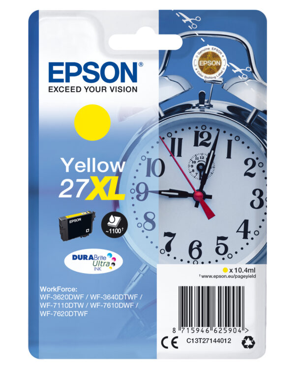 Epson Alarm clock Singlepack Yellow 27XL DURABrite Ultra Ink Epson Alarm clock Singlepack Yellow 27XL DURABrite Ultra Ink
