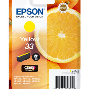 Epson Oranges Singlepack Yellow 33 Claria Premium Ink