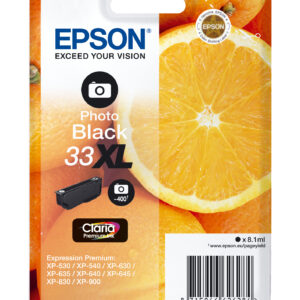 Epson Oranges Singlepack Photo Black 33XL Claria Premium Ink