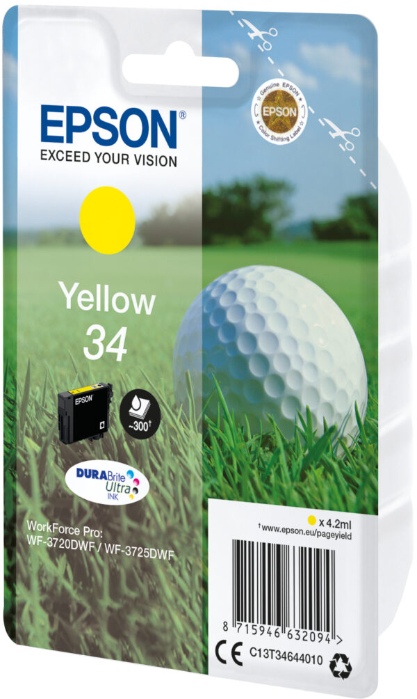 Epson Golf ball Singlepack Yellow 34 DURABrite Ultra Ink Epson Golf ball Singlepack Yellow 34 DURABrite Ultra Ink