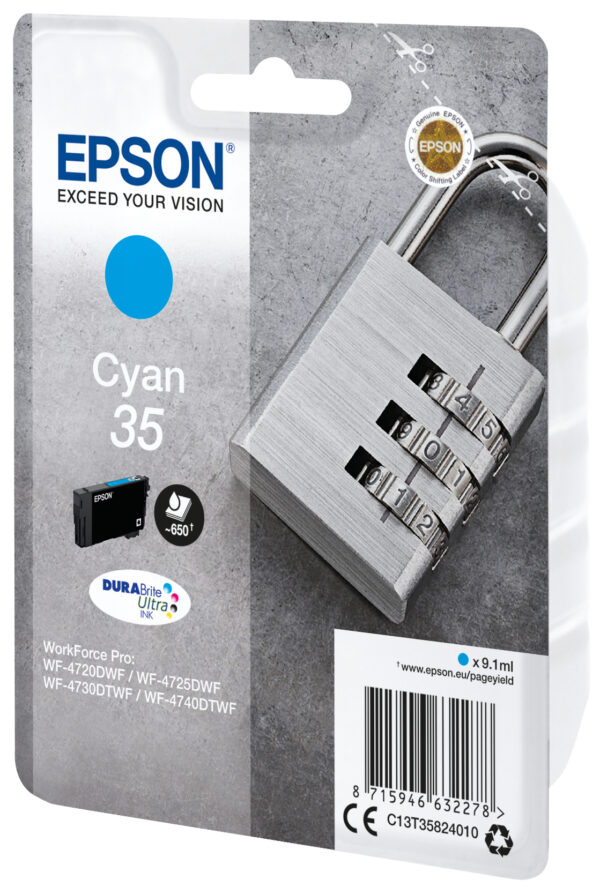 Epson Padlock Singlepack Cyan 35 DURABrite Ultra Ink Epson Padlock Singlepack Cyan 35 DURABrite Ultra Ink