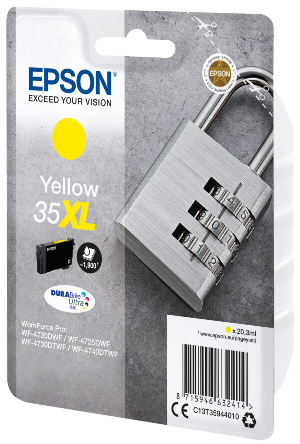 Epson Padlock Singlepack Yellow 35XL DURABrite Ultra Ink Epson Padlock Singlepack Yellow 35XL DURABrite Ultra Ink
