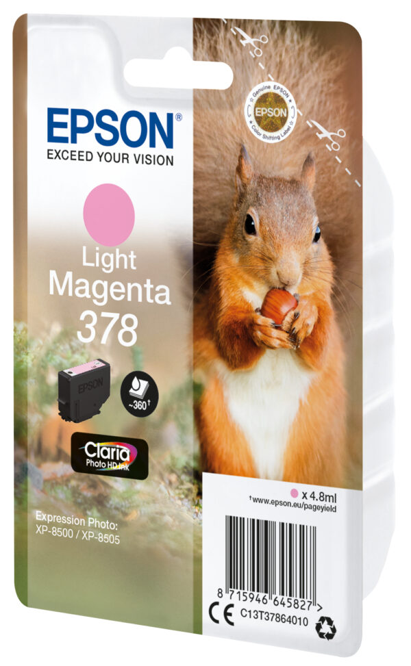 Epson Squirrel Singlepack Light Magenta 378 Claria Photo HD Ink Epson Squirrel Singlepack Light Magenta 378 Claria Photo HD Ink