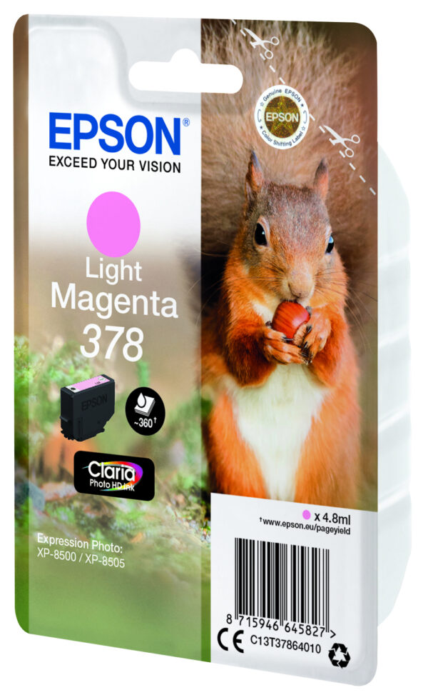 Epson Squirrel Singlepack Light Magenta 378 Claria Photo HD Ink Epson Squirrel Singlepack Light Magenta 378 Claria Photo HD Ink