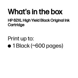 HP 62XL High Yield Black Original Ink Cartridge HP 62XL High Yield Black Original Ink Cartridge