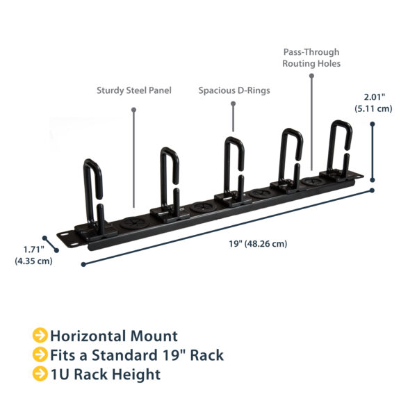 StarTech.com 1U 19" Cable Management Organizer - D Ring Hook StarTech.com 1U 19" Cable Management Organizer - D Ring Hook