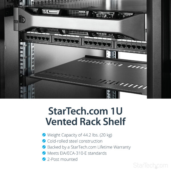 StarTech.com 1U Server Rack Shelf - Universal Vented Rack Mount StarTech.com 1U Server Rack Shelf - Universal Vented Rack Mount