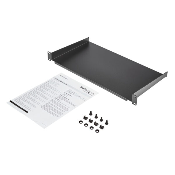 StarTech.com 1U Fixed Server Rack Mount Shelf - 10in Deep Steel StarTech.com 1U Fixed Server Rack Mount Shelf - 10in Deep Steel