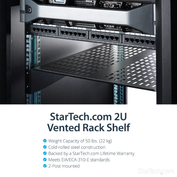 StarTech.com 2U Server Rack Shelf - Universal Vented Rack Mount