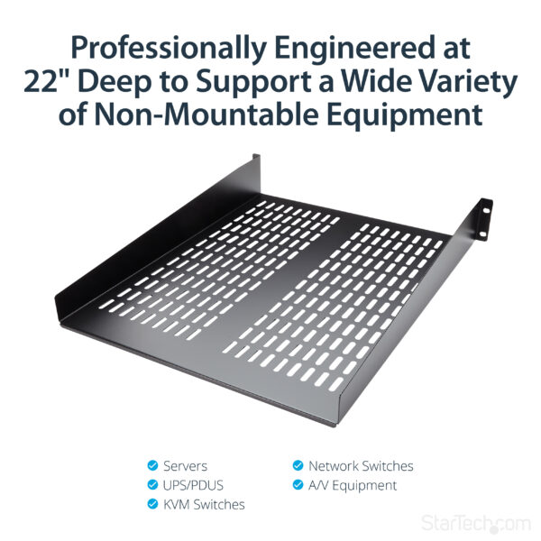 StarTech.com 2U Server Rack Shelf - Universal Vented Rack Mount