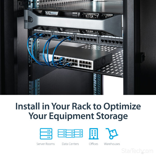 StarTech.com 2U Server Rack Shelf - Universal Vented Rack Mount